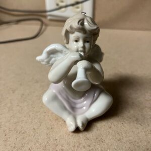 Vintage Angel Playing Flute Ornament Figurine